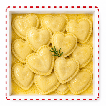 Ravioli de banana da terra com queijo meia cura ao molho branco - Tomatinho Masseria