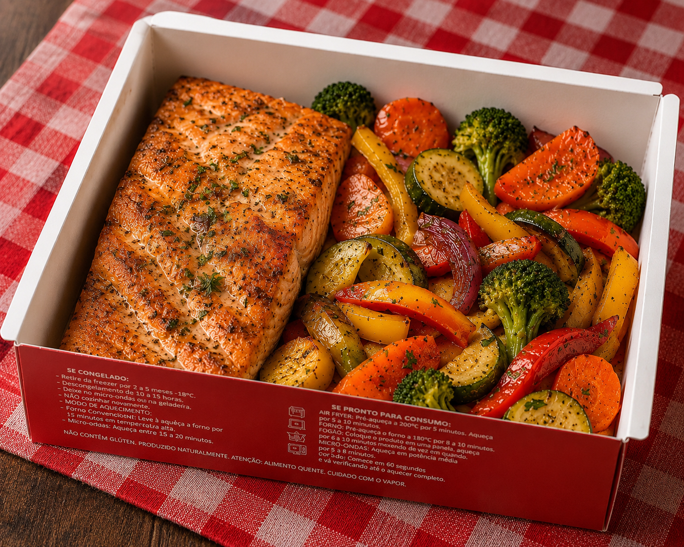 Salmão grelhado com legumes - Tomatinho Masseria